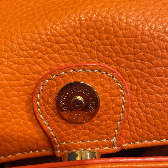 DOONEY & BURKE Orange Pebble Leather Rectangular Shoulder Bag - Picture 11 of 14